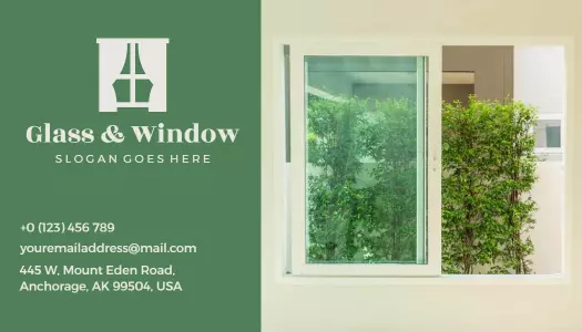 Modern Green Glass and Window Business Card Template