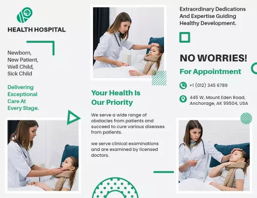 Modern Green Health Hospital Patient Care Services Brochure Template