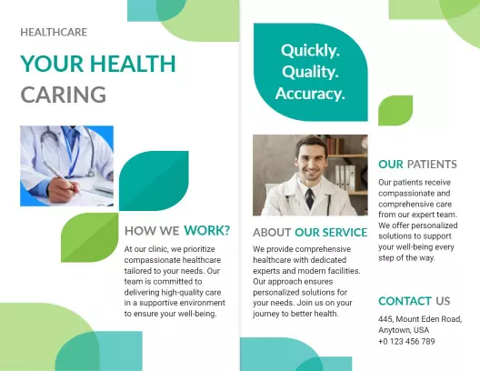 Modern Green Healthcare Services and Patient Care Brochure Template