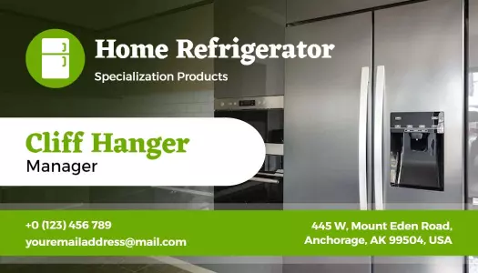 Modern Green Home Refrigerator Specialization Visiting Card Template