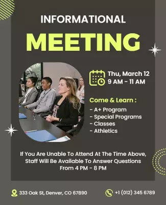 Modern Green Informational Meeting Announcement Poster Template