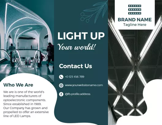 Modern Green LED Lighting Solutions Tri Fold Brochure Template