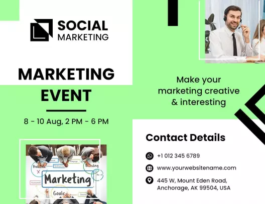 Modern Green Marketing Event Announcement Brochure Template
