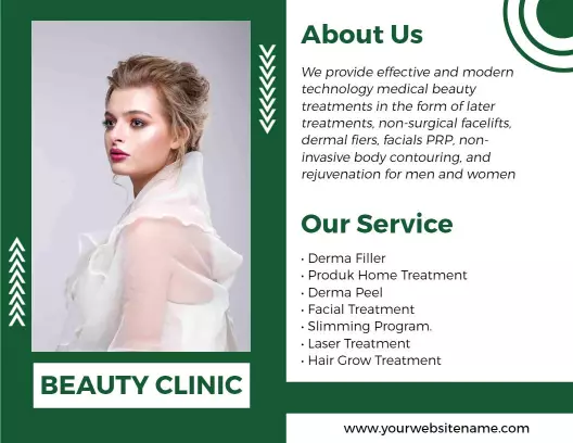Modern Green Medical Beauty Treatments Bi Fold Brochure Template
