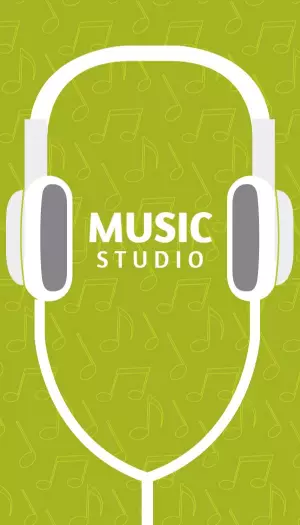 Modern Green Music Studio with Headphones Design Business Card Template
