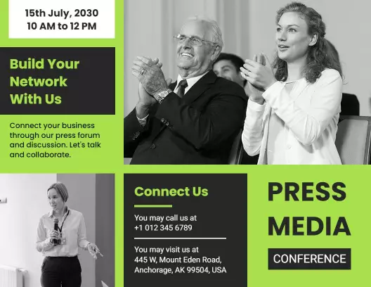 Modern Green Networking Press Media Conference Brochure Template