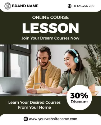 Modern Green Online Course Learning Poster Template