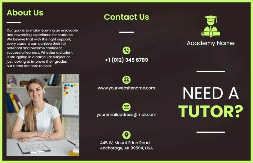 Modern Green Online Tutoring Services and Support Brochure Template