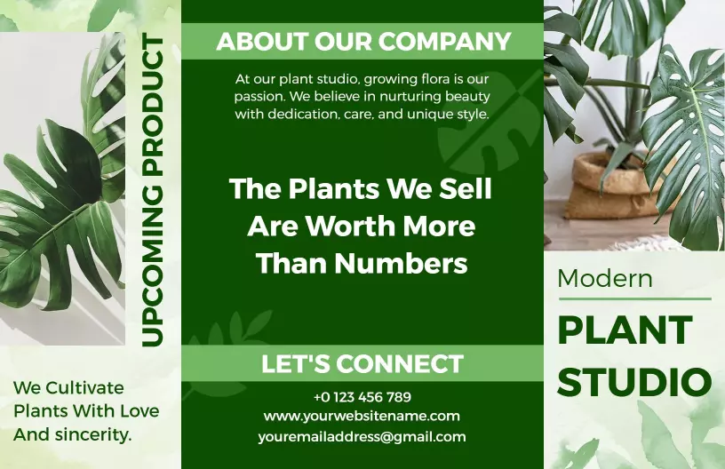 Modern Green Plant Studio Services and Team Brochure Template