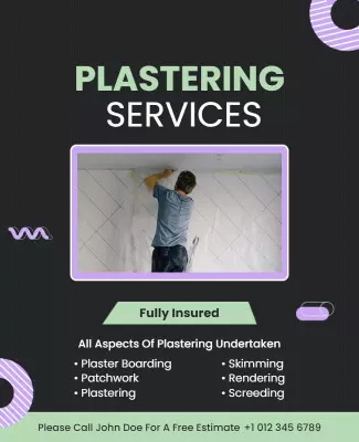 Modern Green Plastering Services Promotional Poster Template