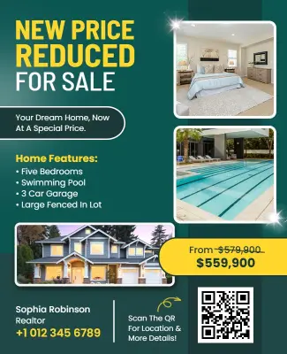 Modern Green Real Estate Dream Home Sale Flyer Template