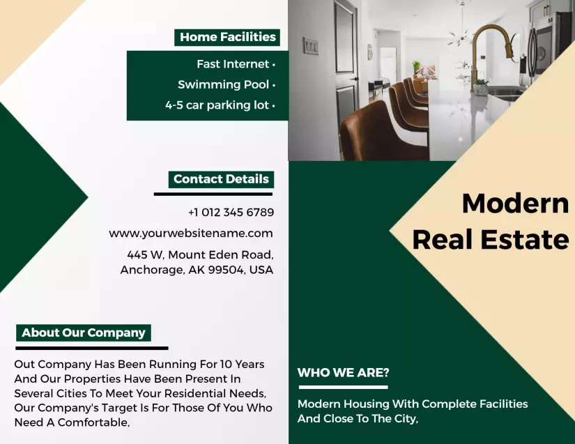 Modern Green Real Estate Facilities Information Brochure Template