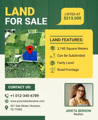 Modern Green Real Estate Land for Sale Poster Template