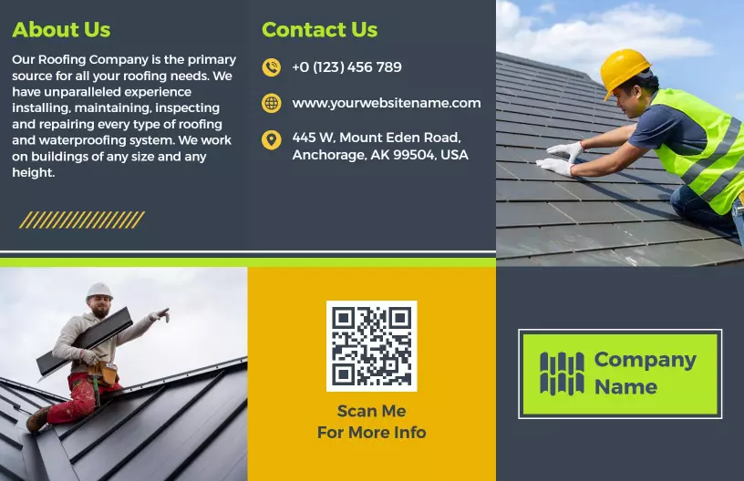 Modern Green Roofing Installation and Repair Services Brochure Template