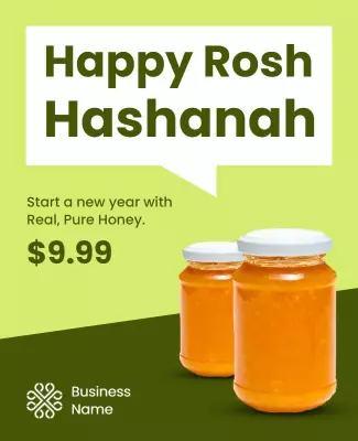 Modern Green Rosh Hashanah Honey Promotion Poster Template