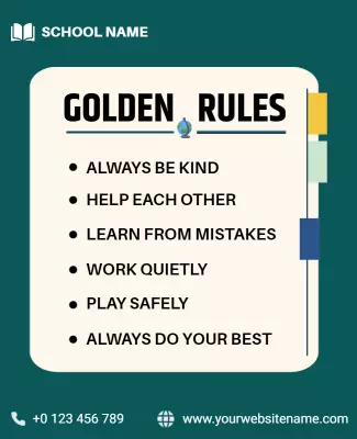 Modern Green School Golden Rules Guideline Poster Template