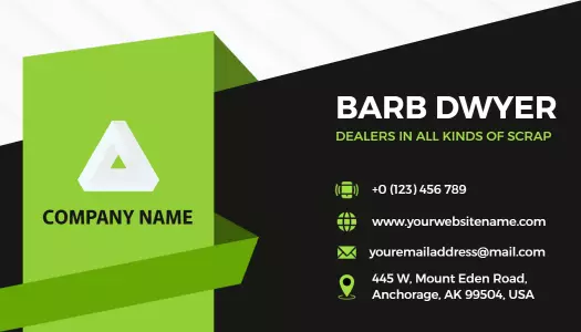 Modern Green Scrap Dealer Professional Visiting Card Template