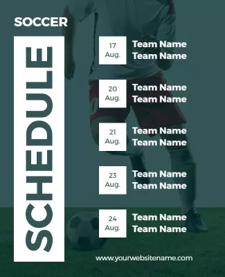 Modern Green Soccer Game Schedule Poster Template