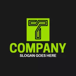 Modern Green T Letter Design Representing Your Company Logo Template