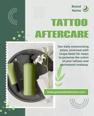 Modern Green Tattoo Aftercare Lotion Promotion Poster Template