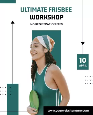 Modern Green Ultimate Frisbee Workshop Poster Template