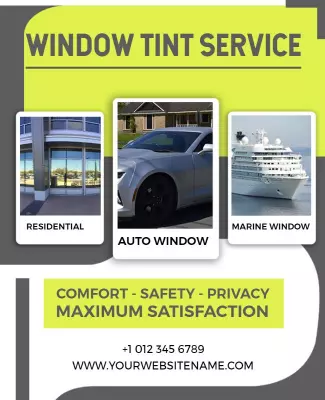 Modern Green Window Tint Service with Auto Residential Focus Poster Template