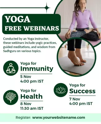 Modern Green Yoga Free Webinars for Health and Immunity Poster Template