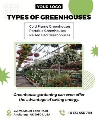 Modern Greenhouse Gardening Information Guide Poster Template