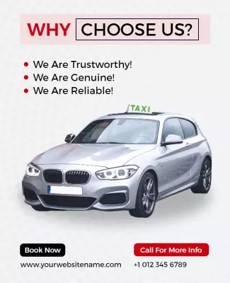 Modern Grey Taxi Service Trustworthiness Promotion Poster Template