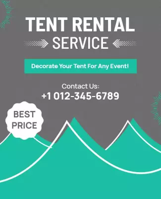 Modern Grey Tent Rental Service Decoration Poster Template