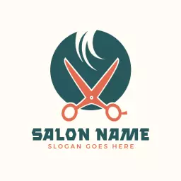 Modern Hair Cutting Tools in Stylish Salon Logo Template