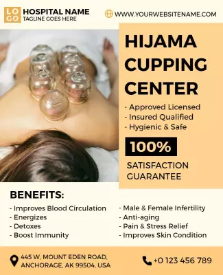 Modern Health and Wellness Hijama Cupping Center Poster Template