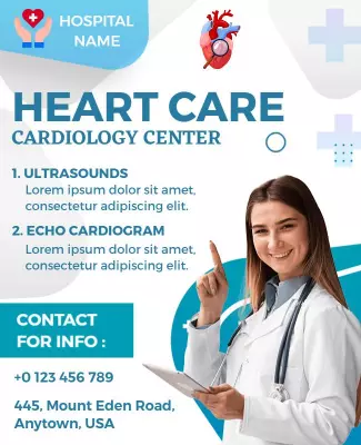 Modern Heart Care Cardiology Center Health Services Flyer Template