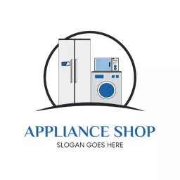Modern Home Appliances Icon Design in Blue and Gray Logo Template