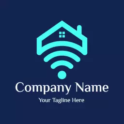 Modern Home Design Featuring Wifi Signal Connectivity Logo Template
