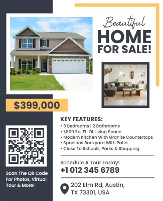 Modern Home for Sale Real Estate Listing Flyer Template