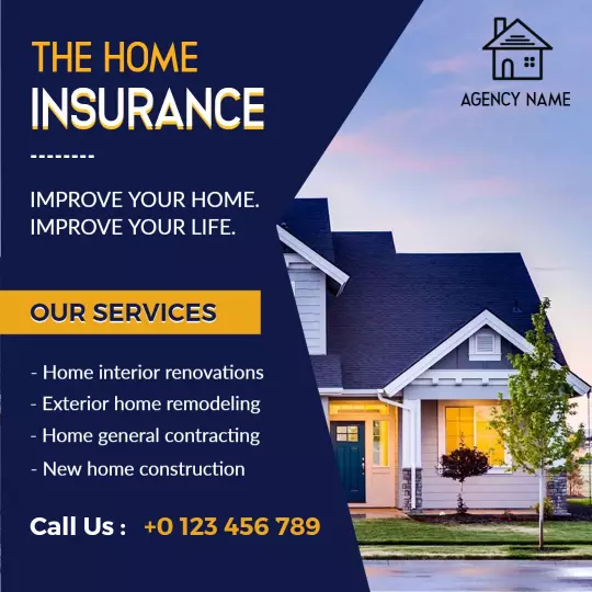 Modern Home Insurance Services for Renovations and Construction Ad Template
