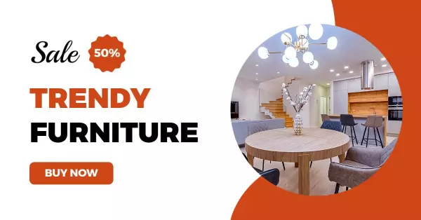 Modern Home Interior with Trendy Furniture Sale Facebook Ad Template