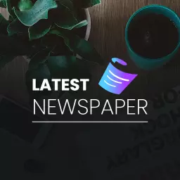 Modern Home Office Setting with Latest Newspaper Logo Template