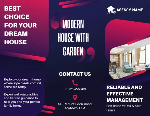 Modern House with Garden Real Estate Listing Brochure Template