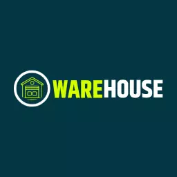 Modern Iconic Warehouse Design Featuring Bright Green Text Logo Template