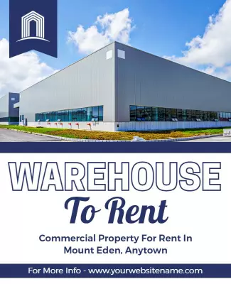 Modern Industrial Warehouse To Rent Commercial Property Poster Template
