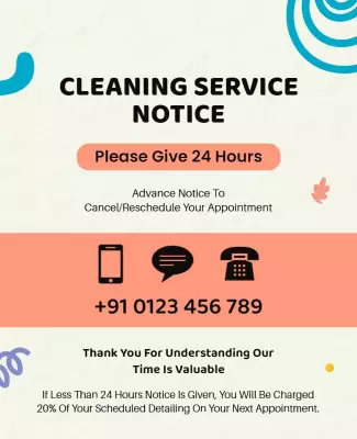 Modern Informative Cleaning Service Notice Poster Template