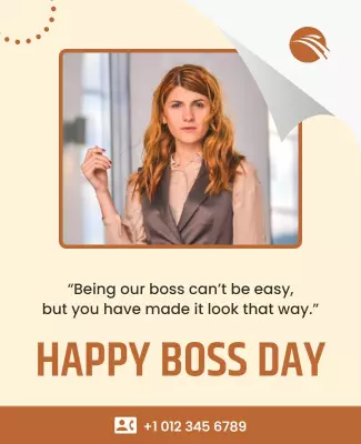 Modern Inspirational Happy Boss Day Celebration Poster Template