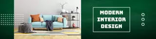 Modern Interior Design with Green Accents LinkedIn Banner Template