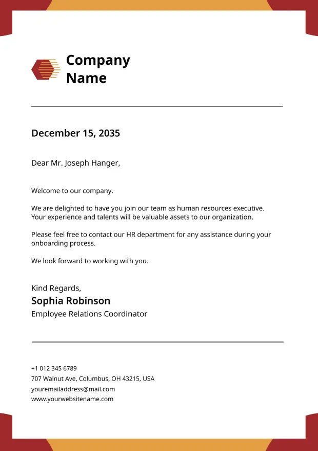 Modern Job Application Letterhead Template