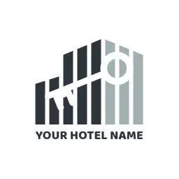 Modern Key and Building Design Symbolizing Hospitality Logo Template