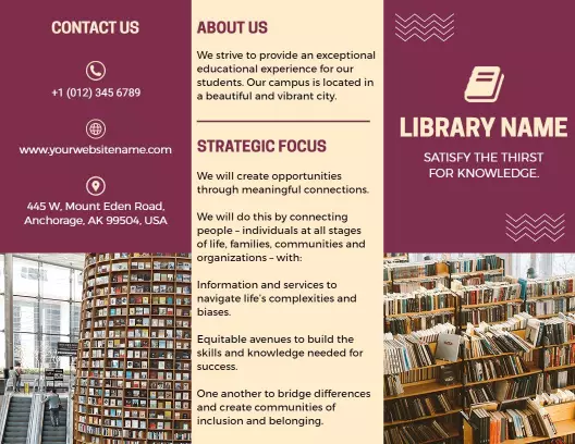 Modern Library Education Services and Community Engagement Brochure Template
