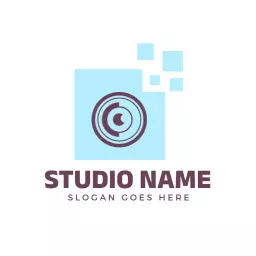 Modern Light Blue Camera Design Capturing Photography Moments Logo Template