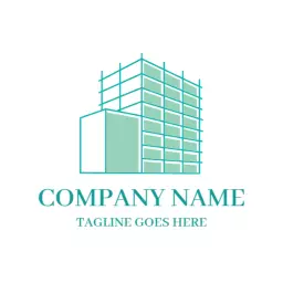 Modern Light Blue Scaffolding Structure Building Logo Template